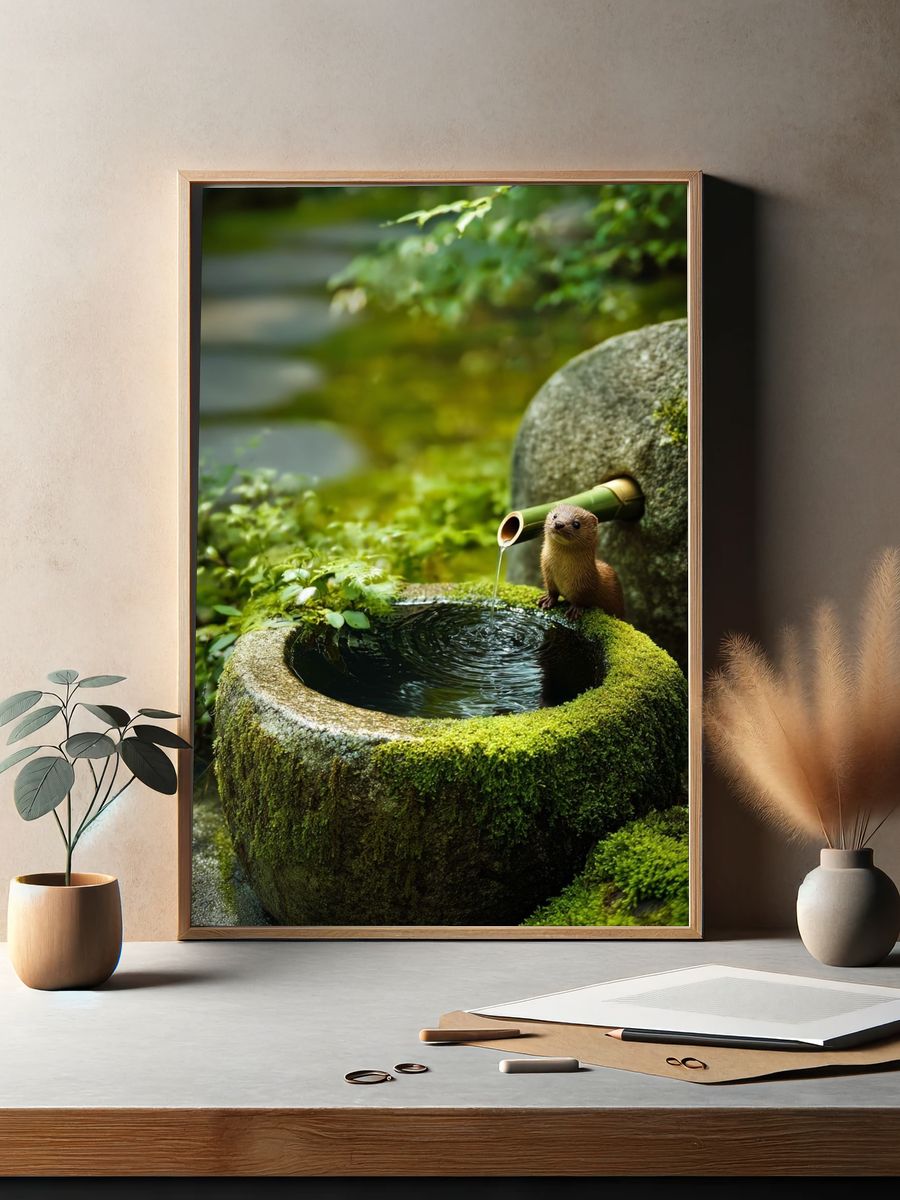 Mossy Garden Otter Photography Poster. — room view 2