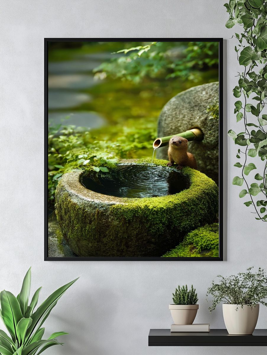 Mossy Garden Otter Photography Poster. — room view 4
