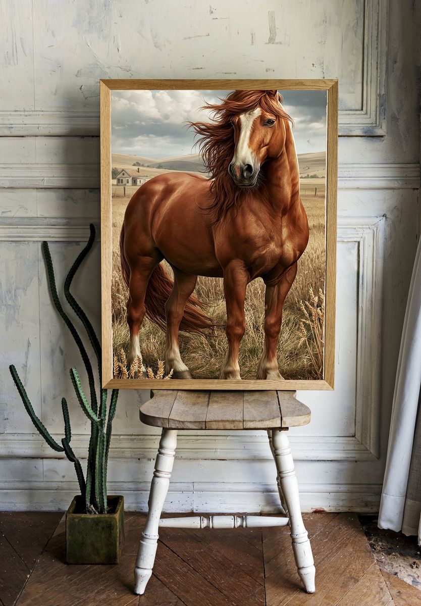 Chestnut Horse Field Poster. room preview