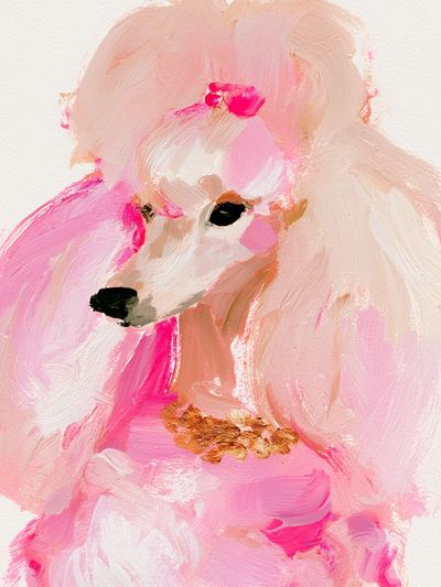 Pink Poodle Portrait Print.