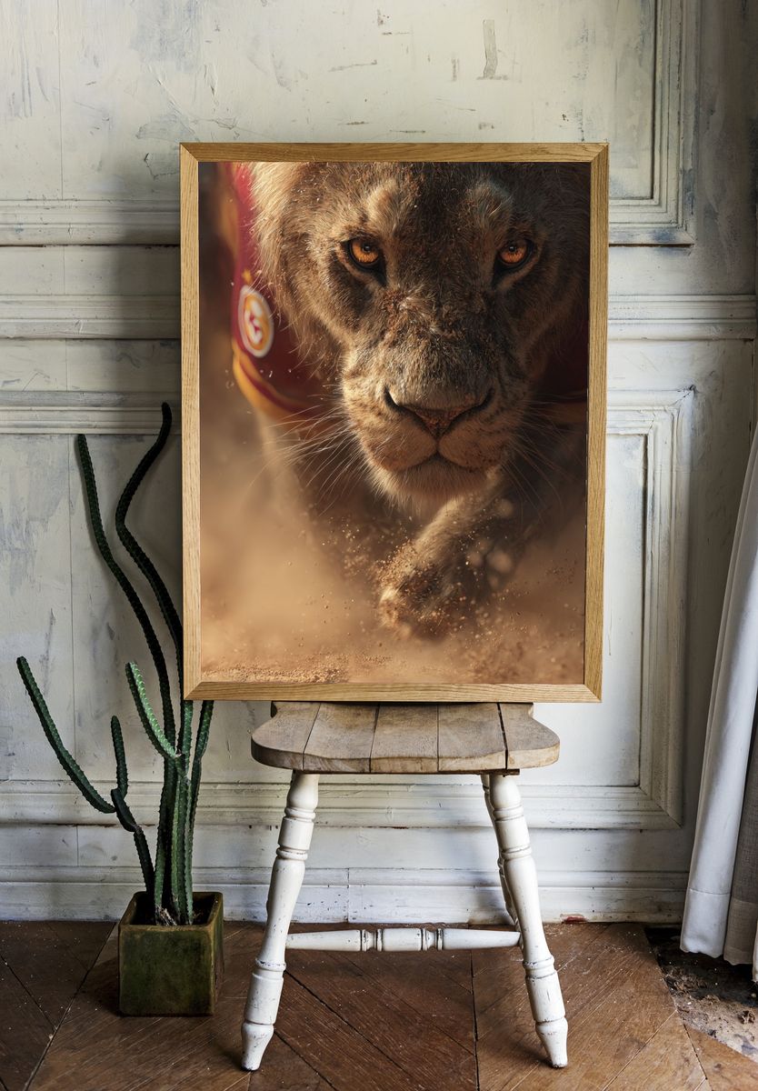 Lion Close-Up Photography Poster. — room view 1