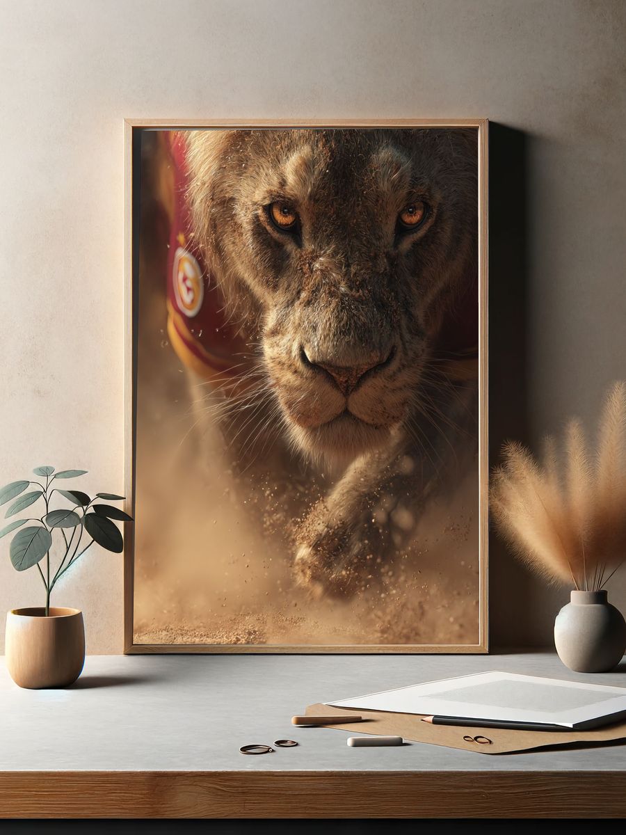 Lion Close-Up Photography Poster. — room view 2