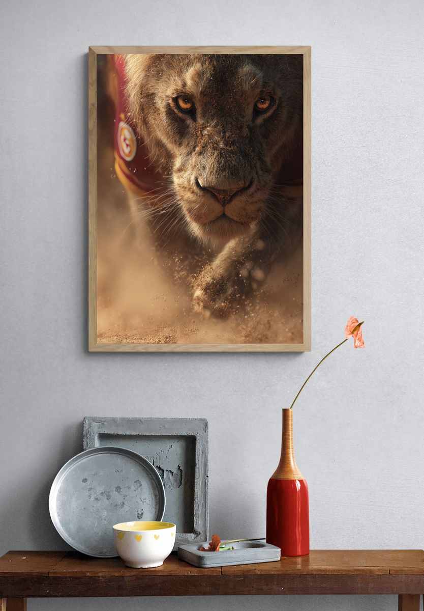 Lion Close-Up Photography Poster. — room view 3