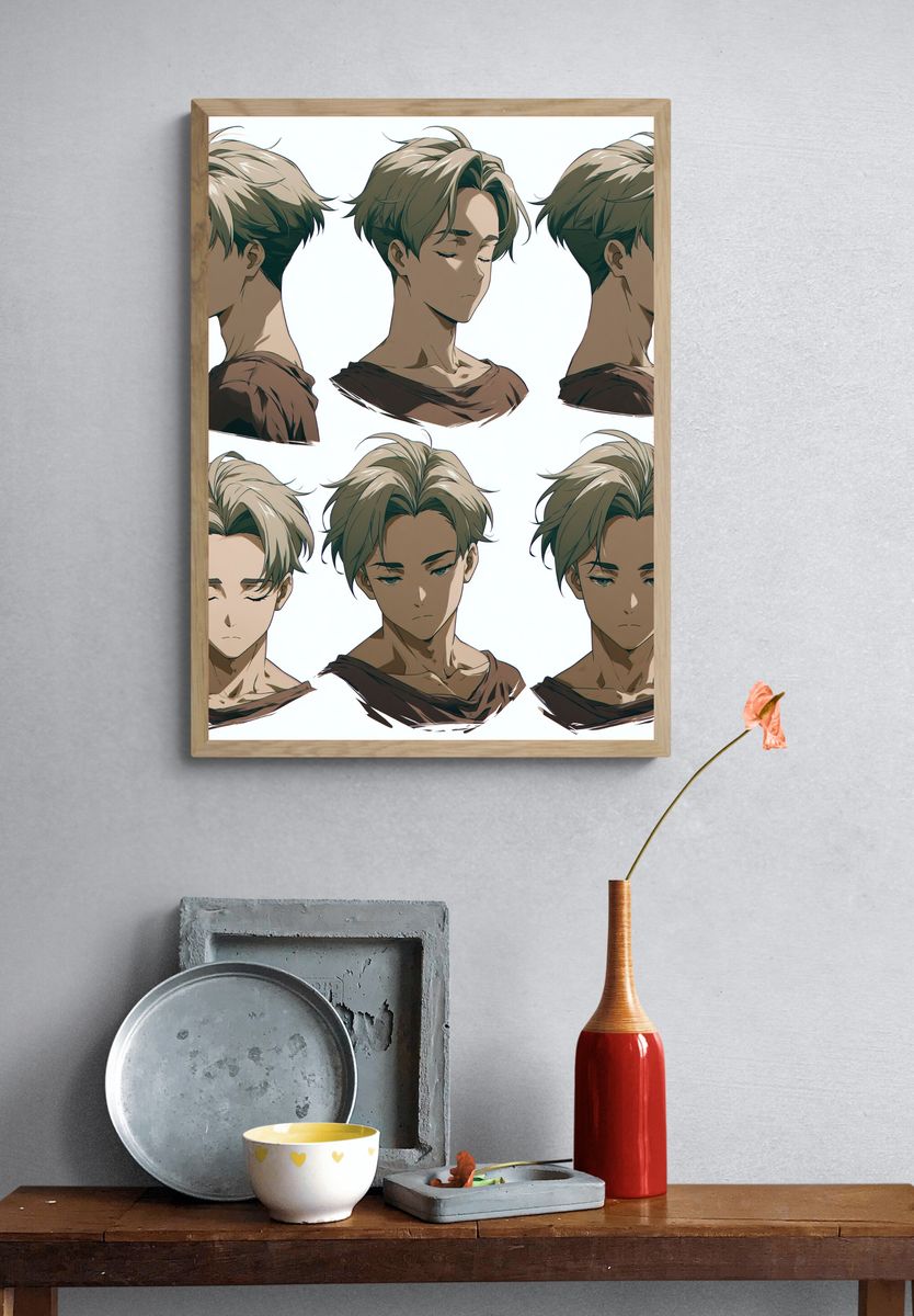 Anime Boy Portrait Study Poster. — room view 3