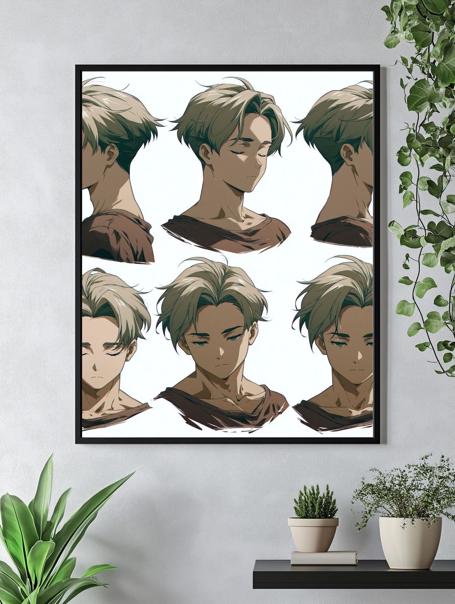 Anime Boy Portrait Study Poster. — room view 4