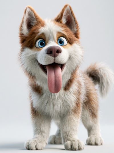 Playful Husky Puppy Illustration Poster.