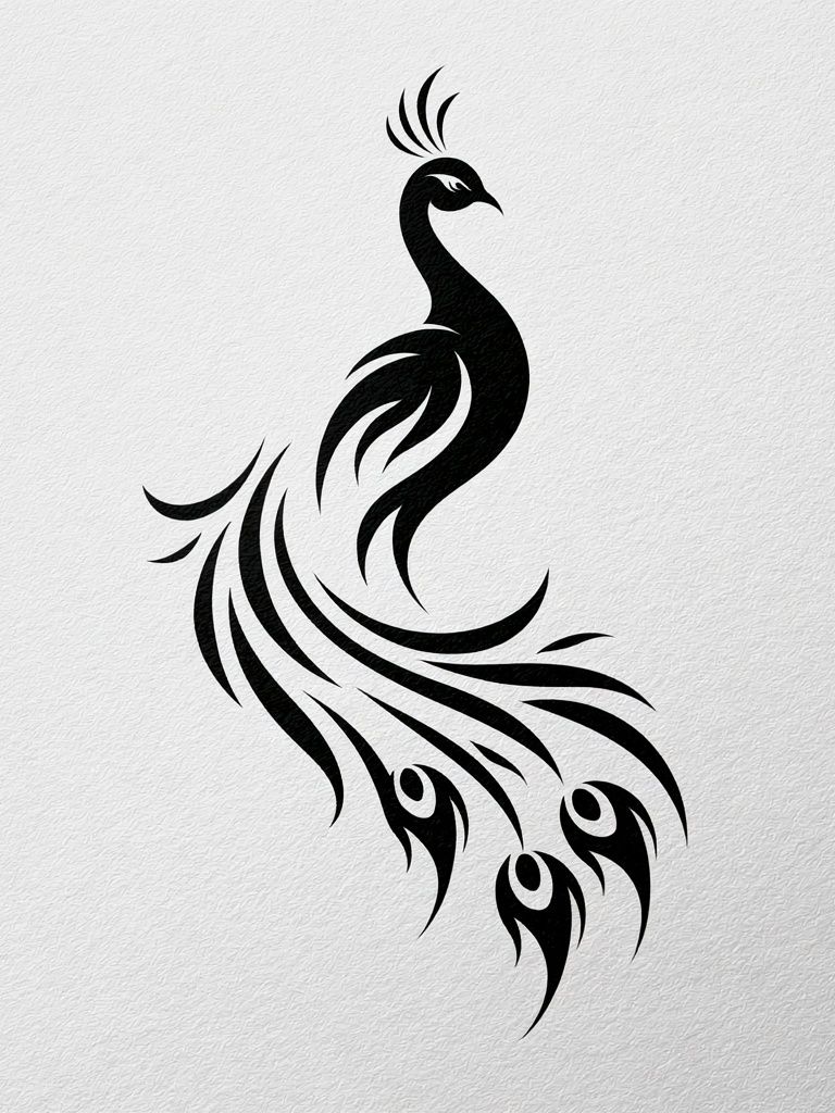 Peacock Silhouette Minimalist Print. poster detail