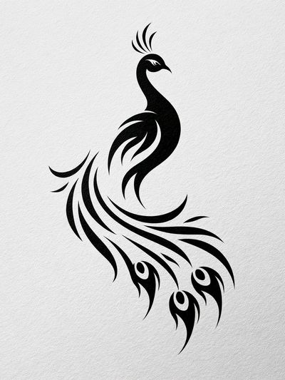 Peacock Silhouette Minimalist Print.