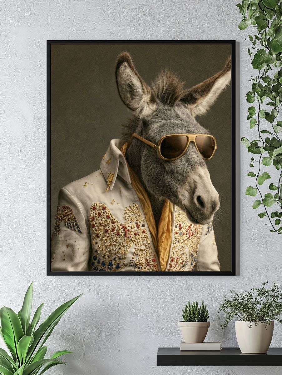 Donkey in Sunglasses Illustration Poster. — room view 4