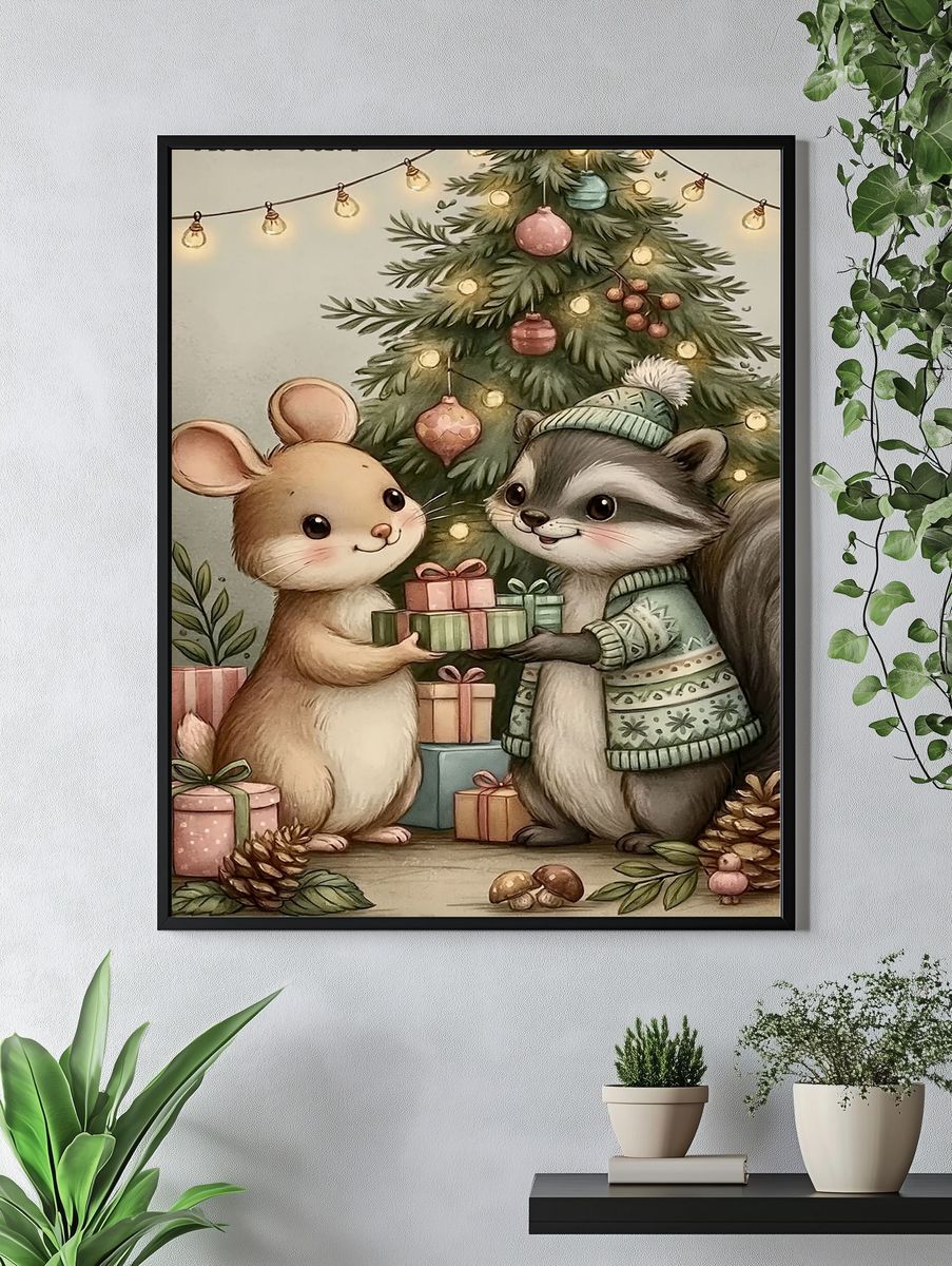 Christmas Mice Gift Tree Poster. — room view 4
