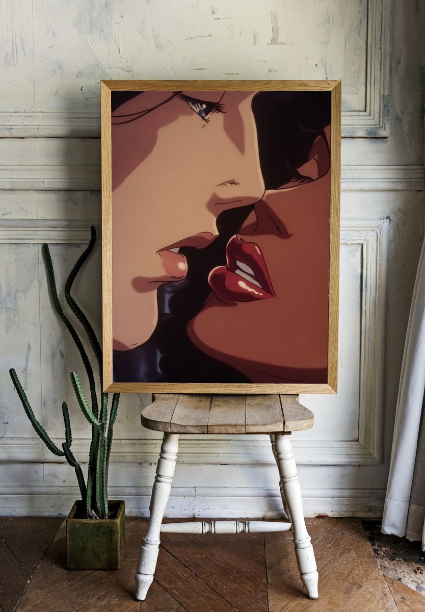 Intimate Anime Kiss Poster. room preview