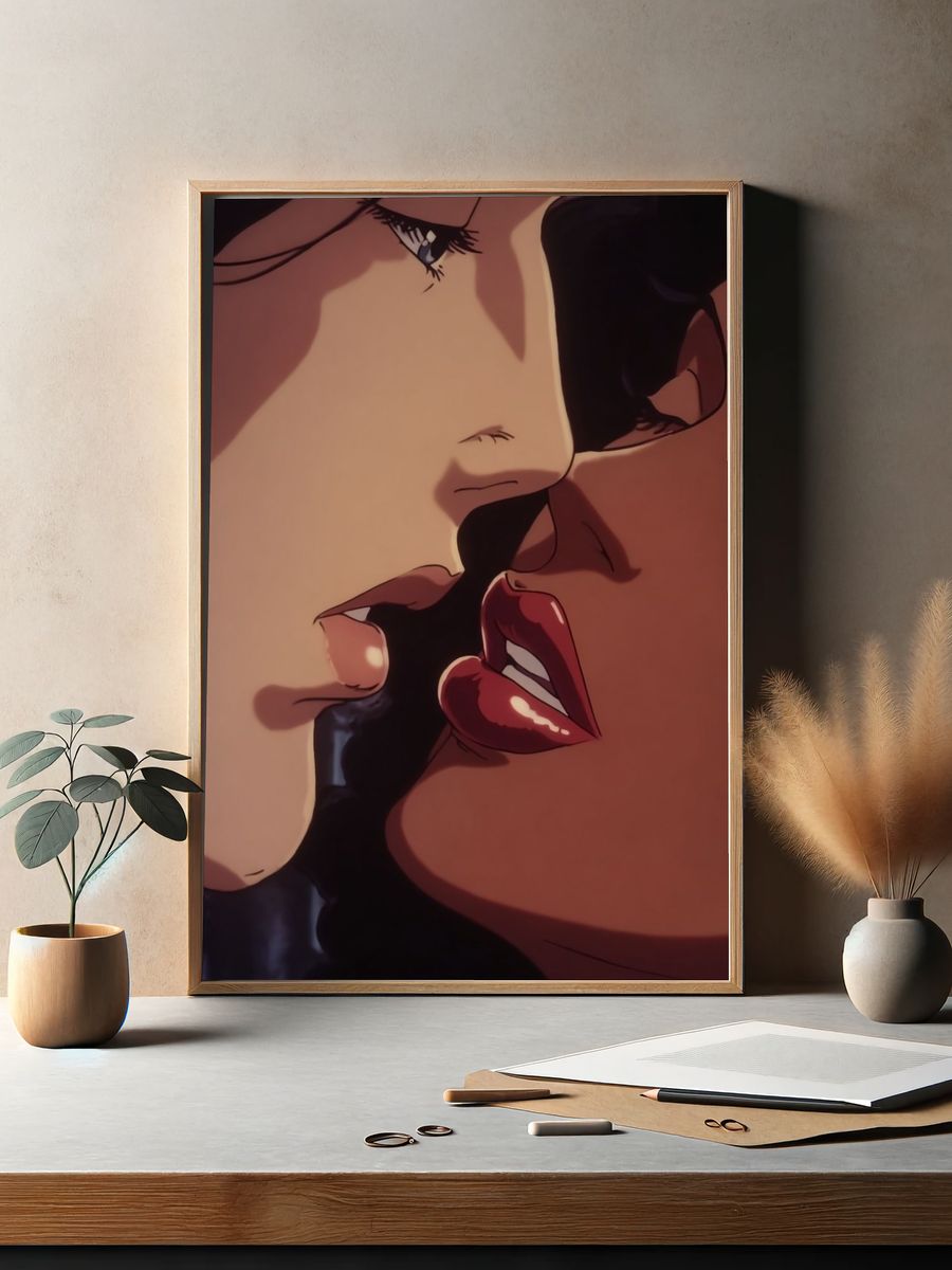 Intimate Anime Kiss Poster. — room view 2