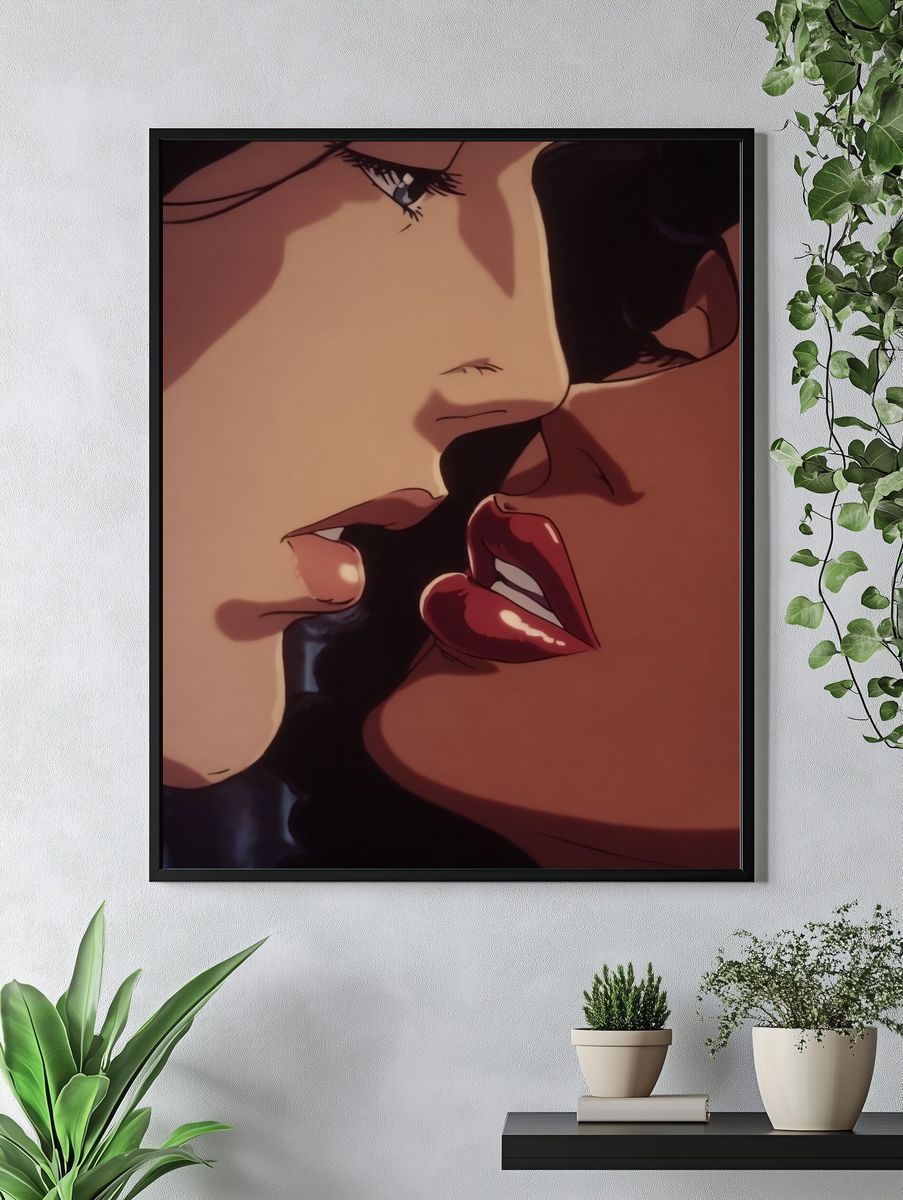 Intimate Anime Kiss Poster. — room view 4