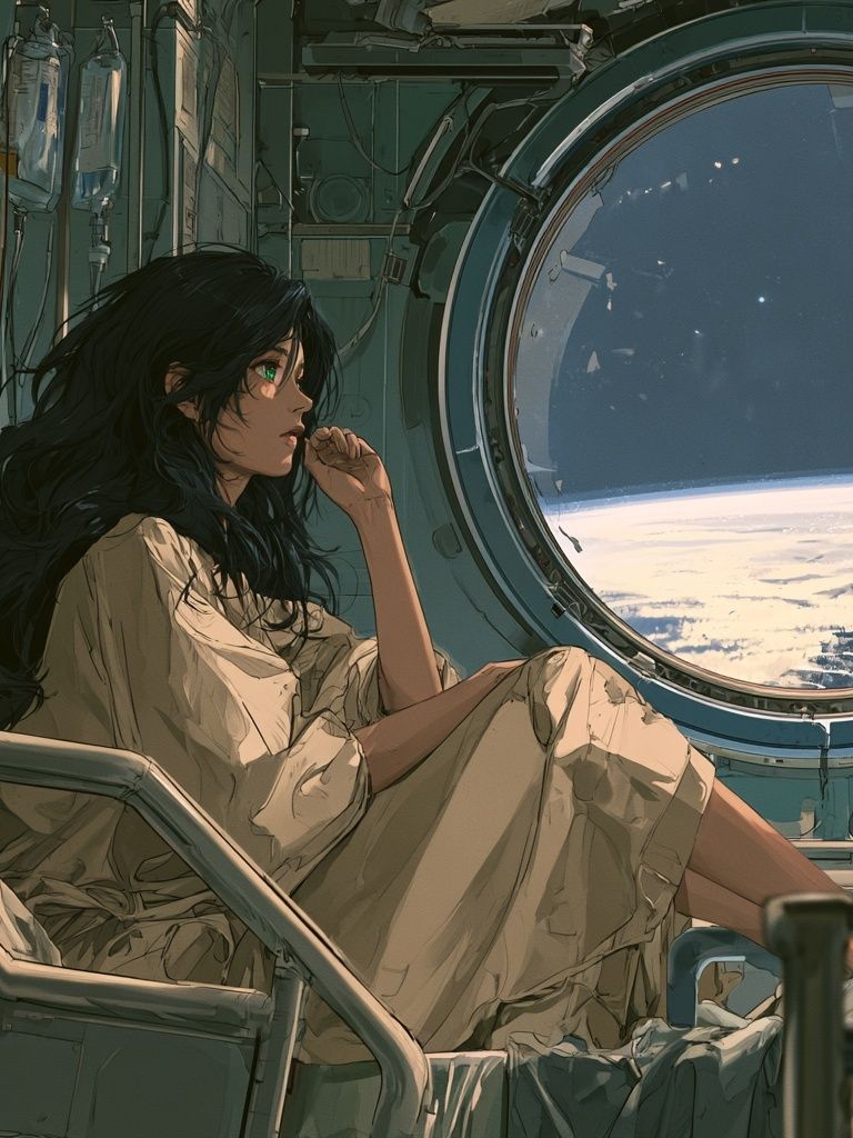 Astronaut Window Scene Anime Print. poster detail