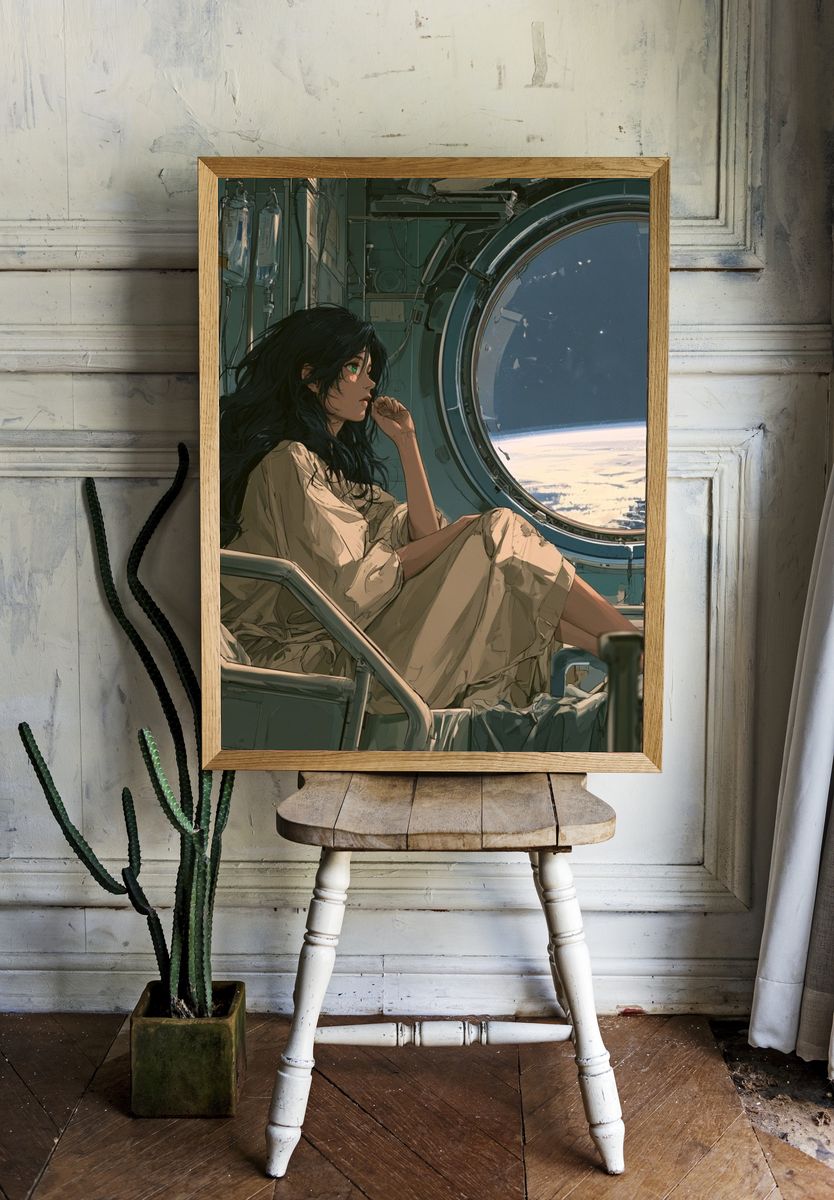 Astronaut Window Scene Anime Print. — room view 1