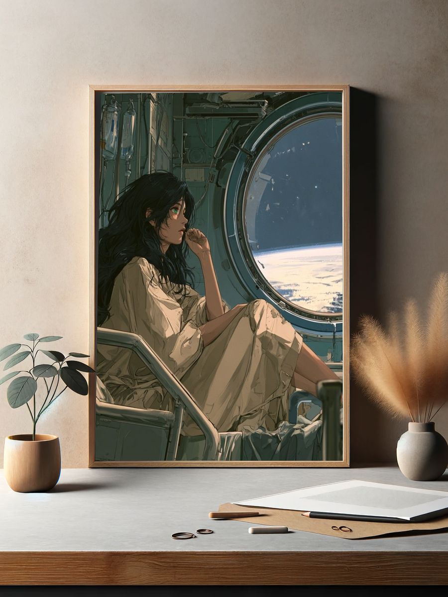 Astronaut Window Scene Anime Print. — room view 2