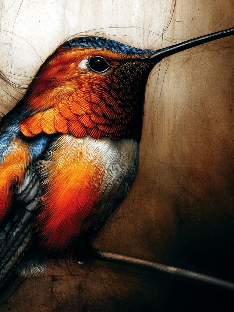 Hummingbird Portrait Print. poster — animals art
