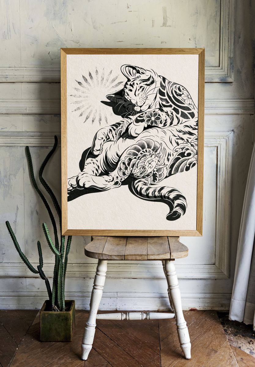 Sleeping Tiger Ink Poster. — room view 1