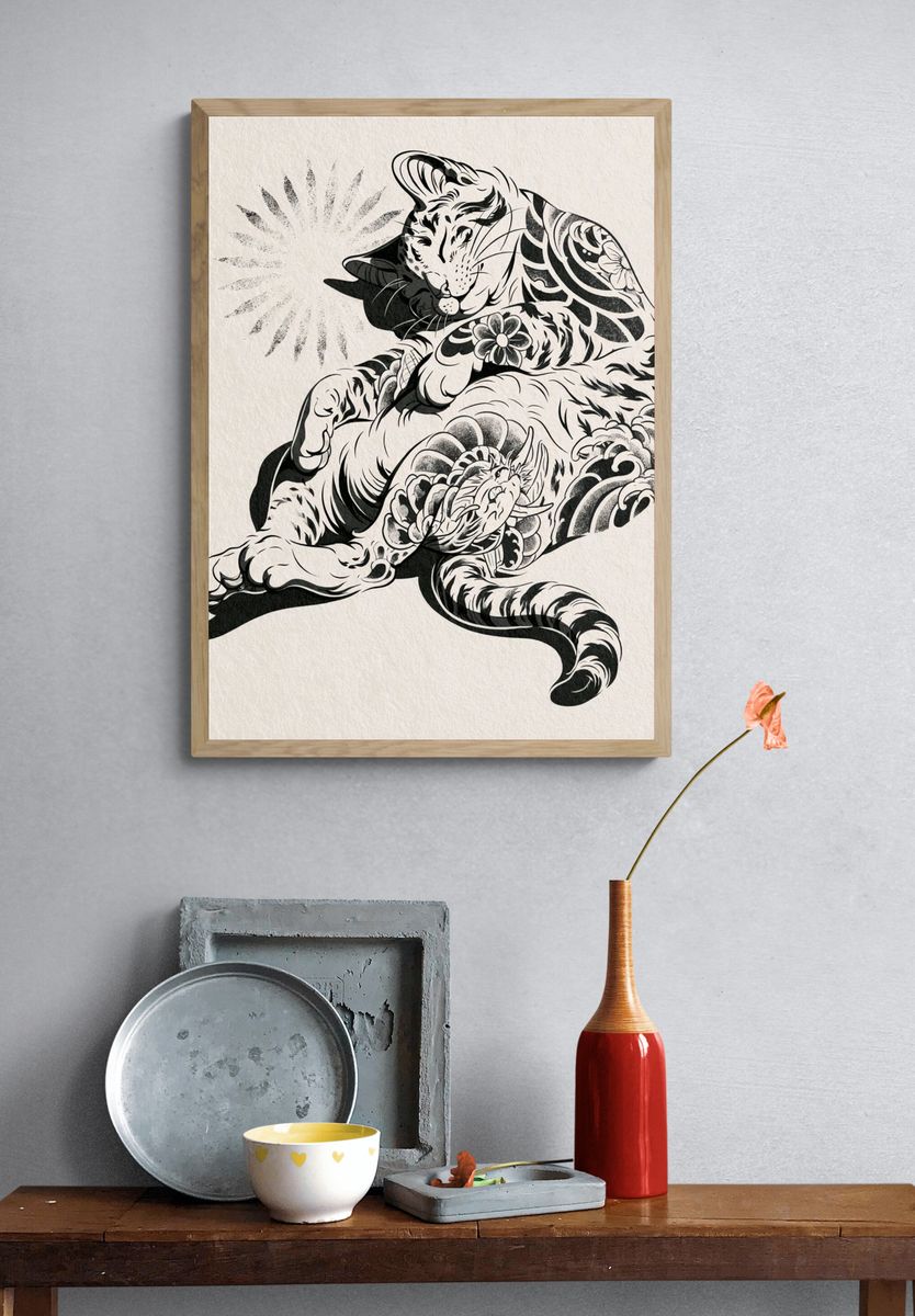 Sleeping Tiger Ink Poster. — room view 3