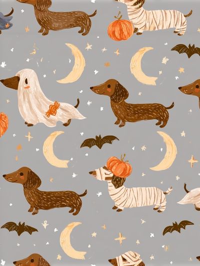Halloween Dachshund Pattern Poster.