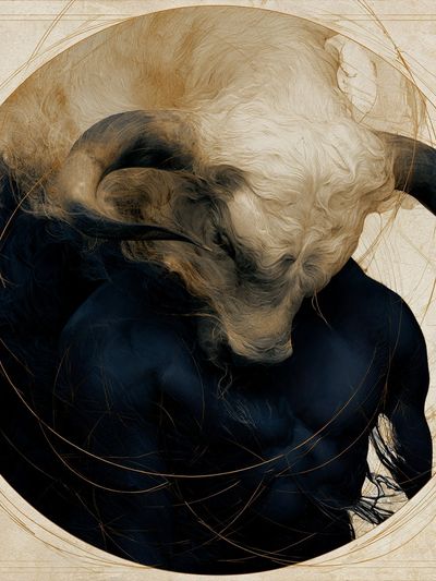 Abstract Bull Portrait Print. poster