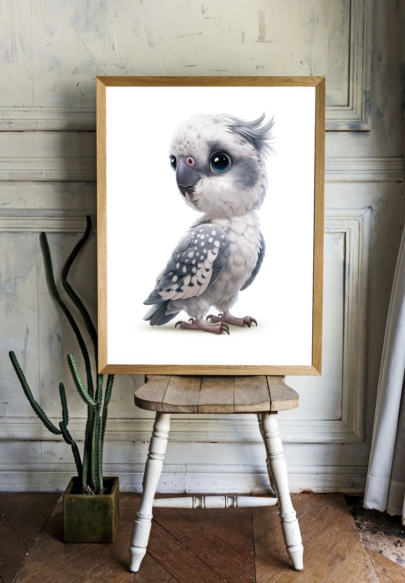 Cute Cockatoo Portrait Print. room preview