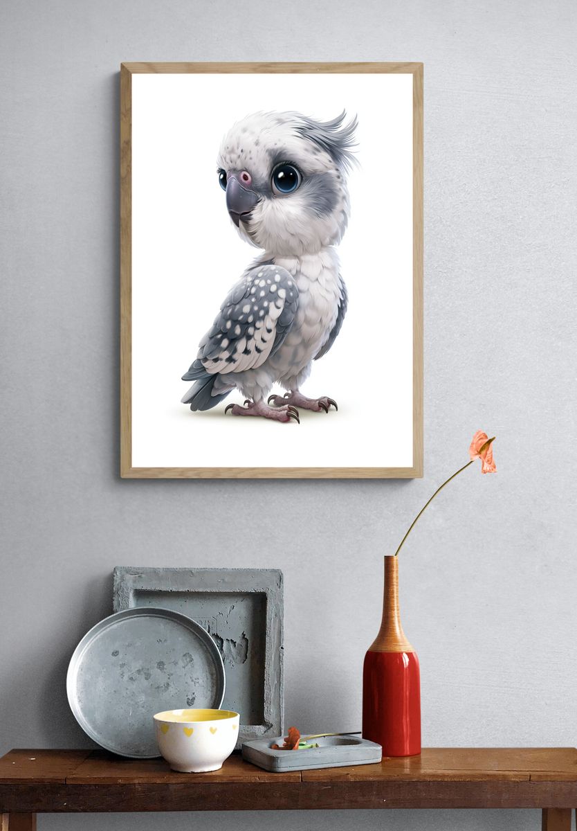 Cute Cockatoo Portrait Print. — room view 3