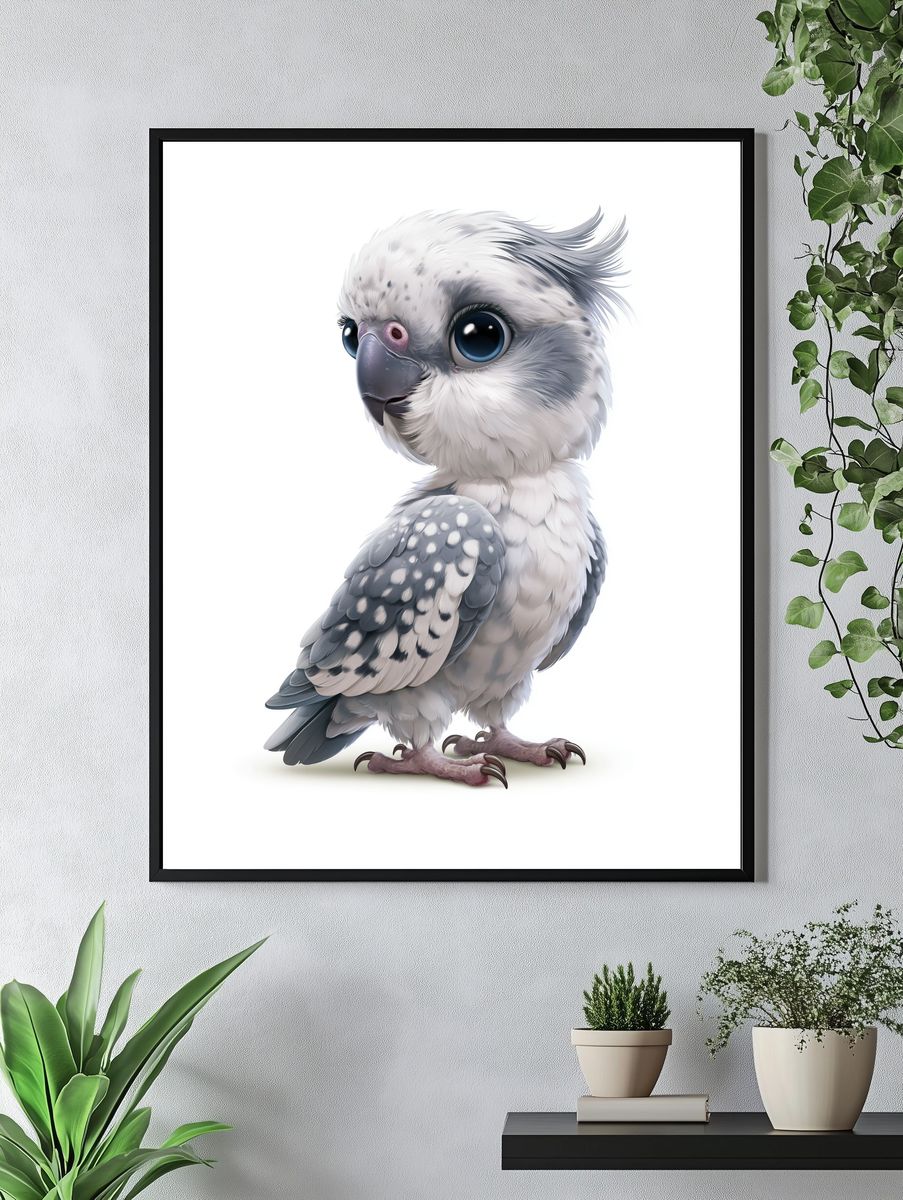 Cute Cockatoo Portrait Print. — room view 4