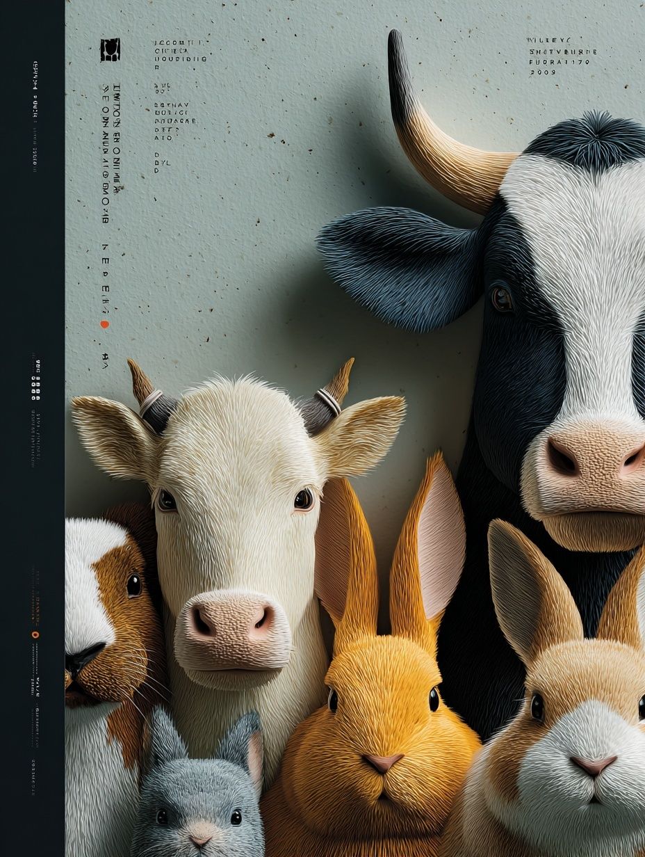 Farm Animals Digital Art Poster. poster — animals art