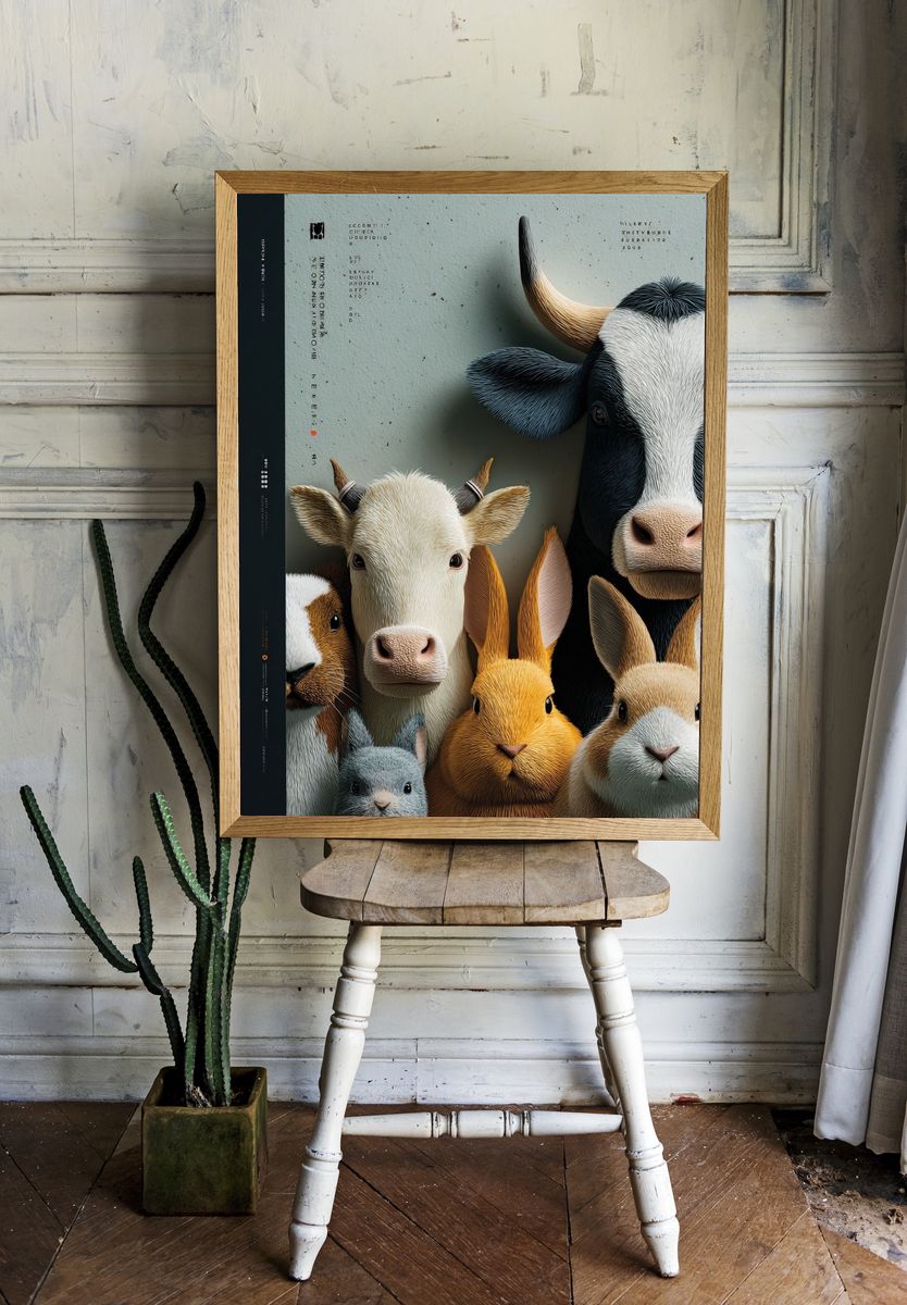 Farm Animals Digital Art Poster. — room view 1