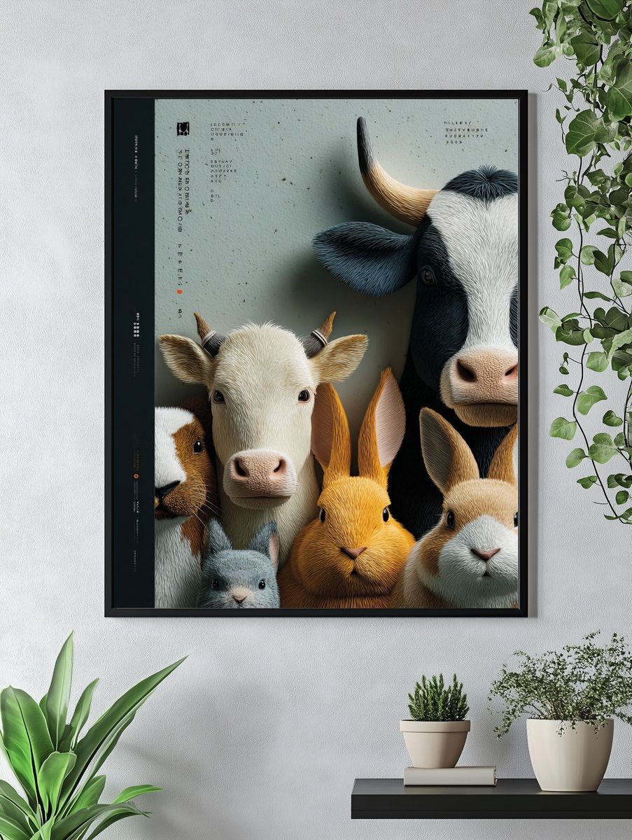 Farm Animals Digital Art Poster. — room view 4