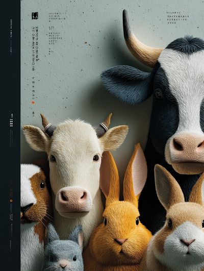 Farm Animals Digital Art Poster. poster print