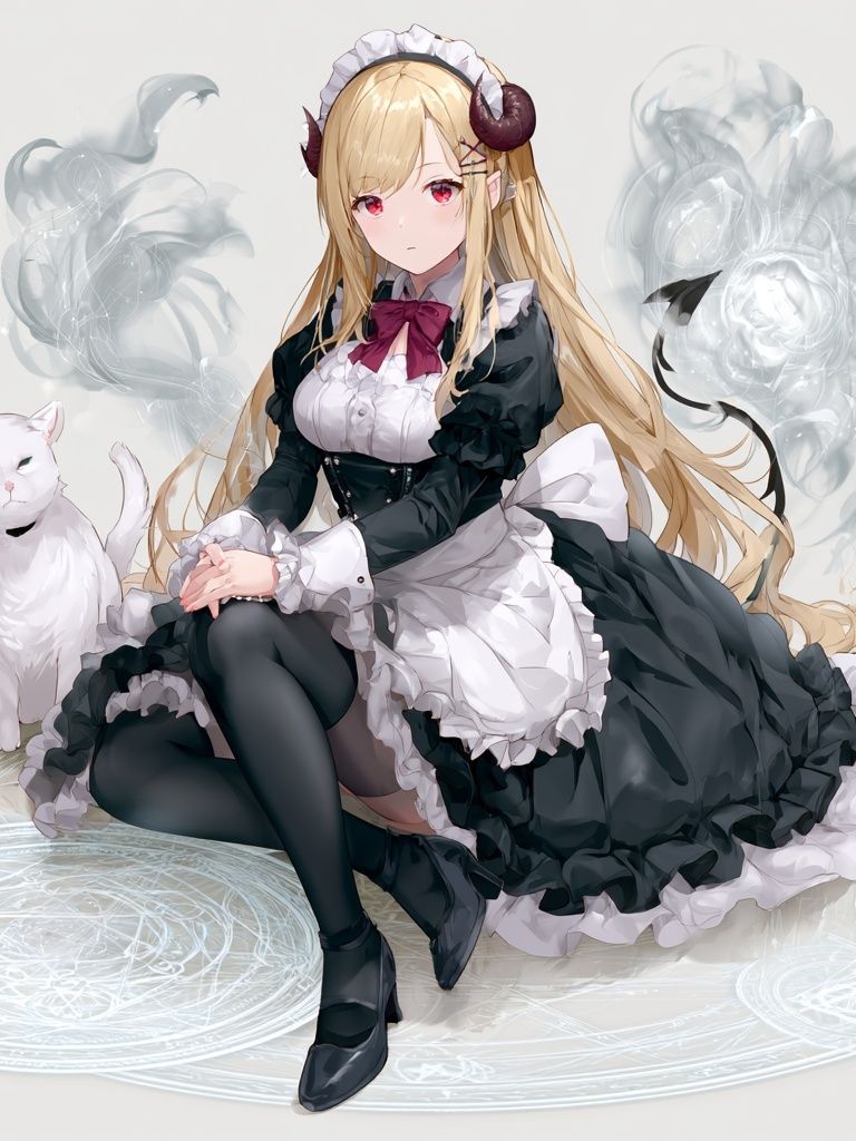 Anime Maid and Cat Print. poster — anime art