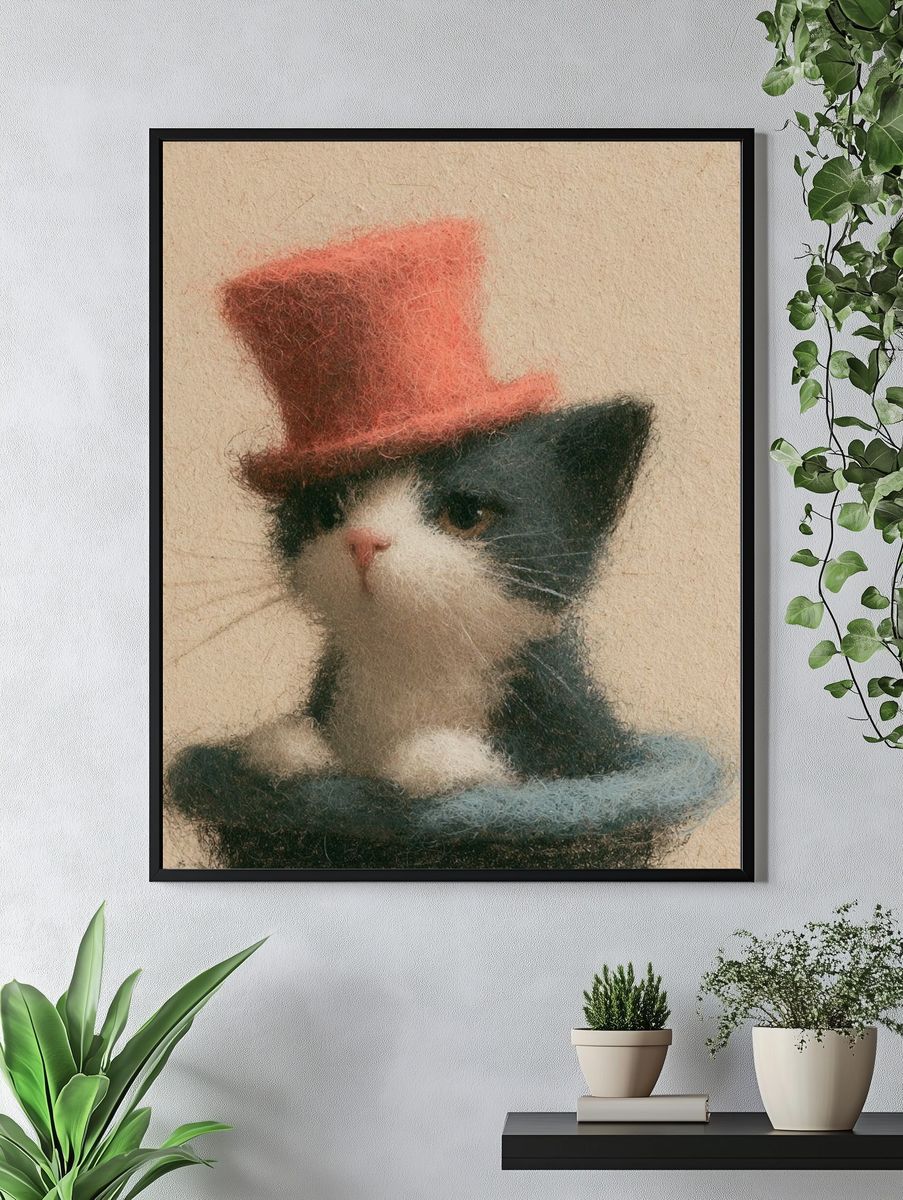 Top Hat Cat Illustration Poster. — room view 4