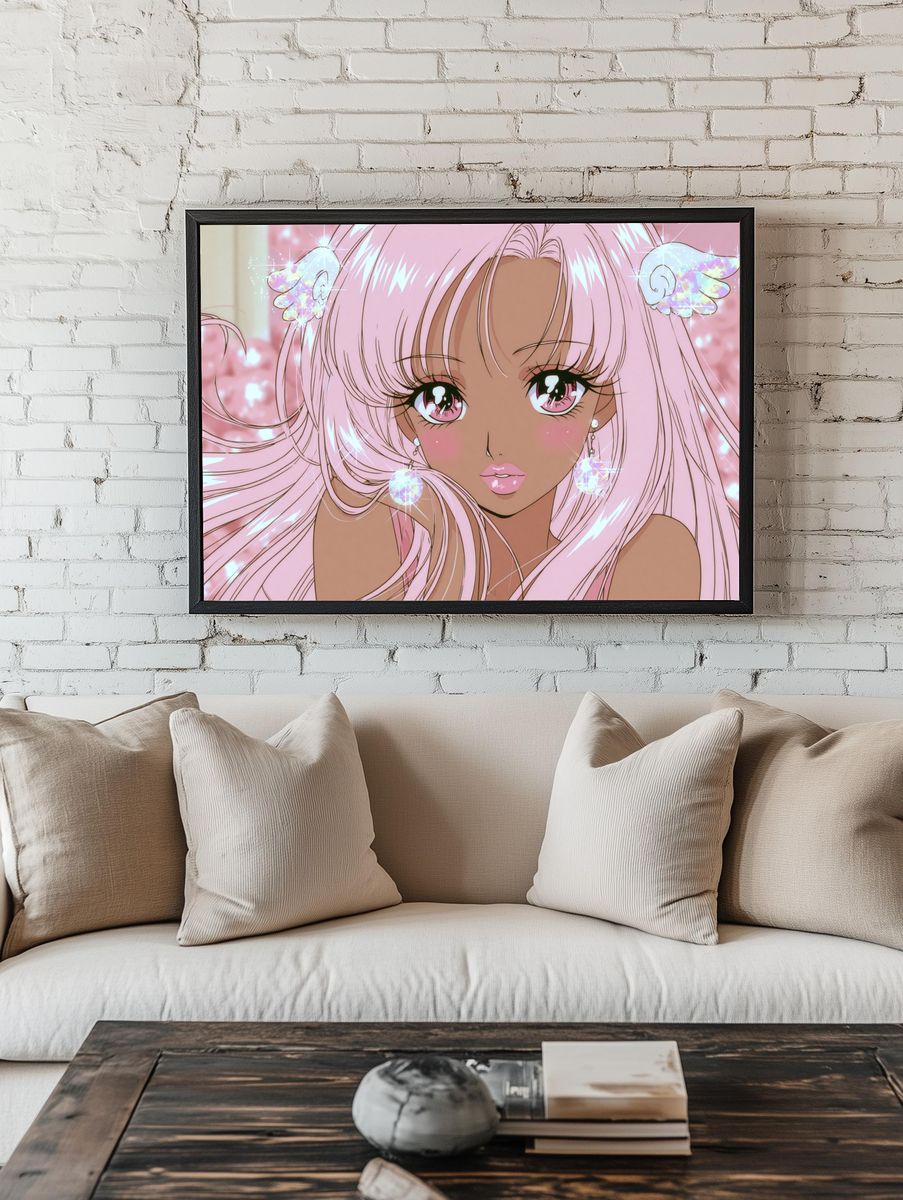 Pink Angel Girl Anime Poster. — room view 1
