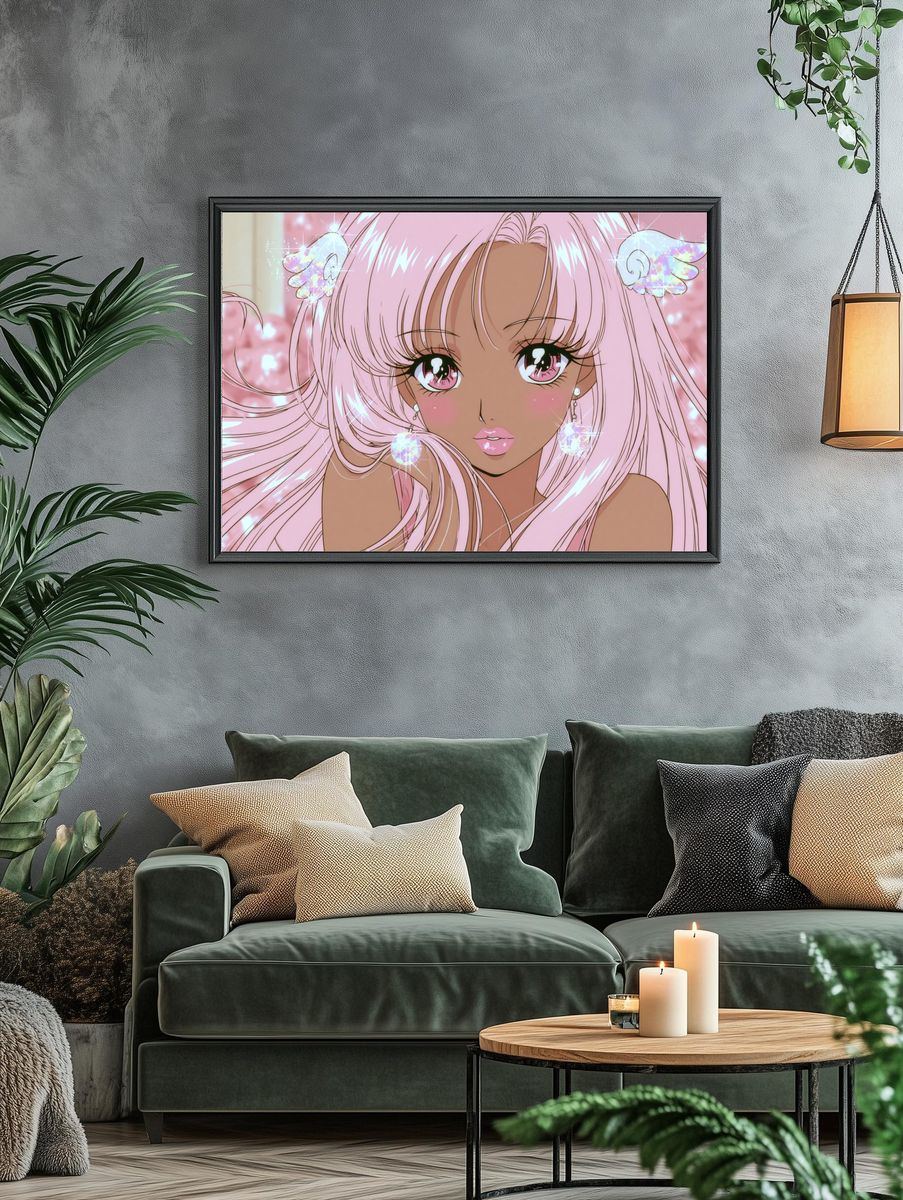 Pink Angel Girl Anime Poster. — room view 4