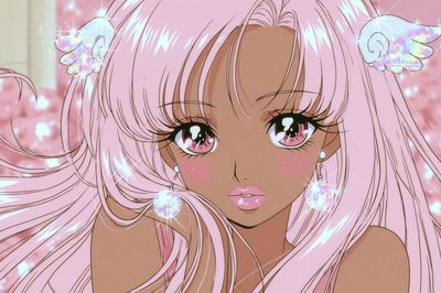 Pink Angel Girl Anime Poster.