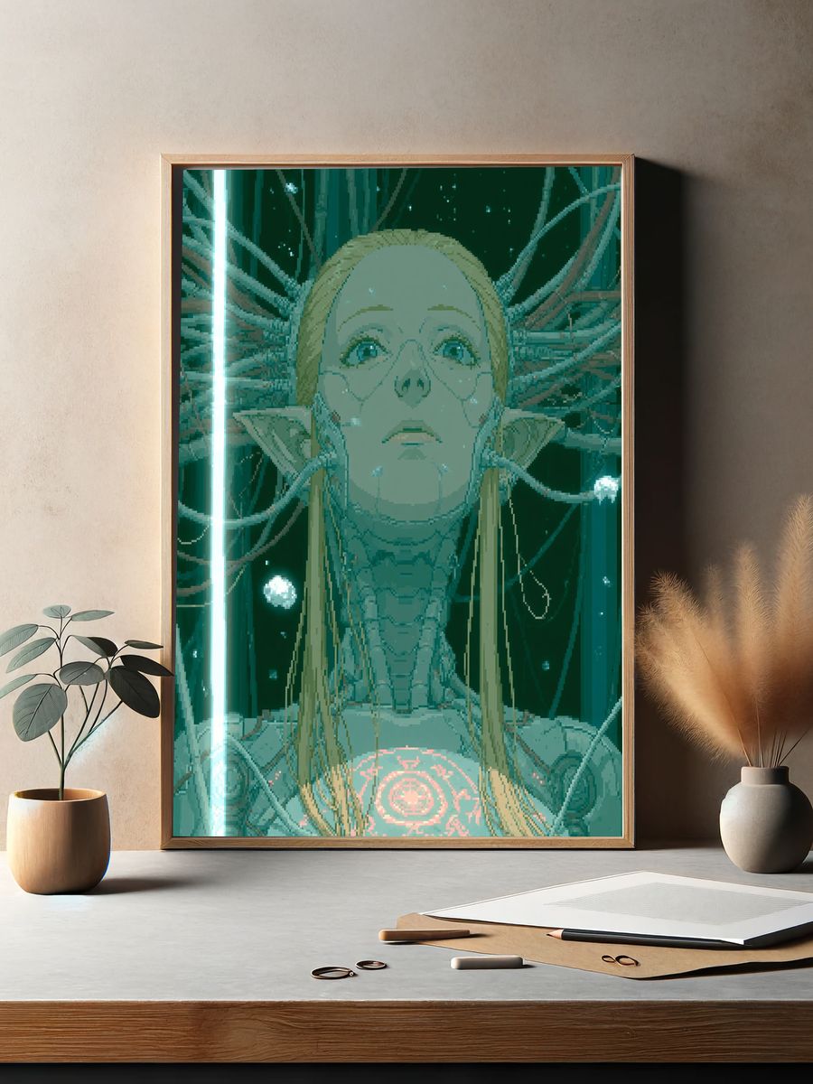 Cybernetic Girl Portrait Poster. — room view 2