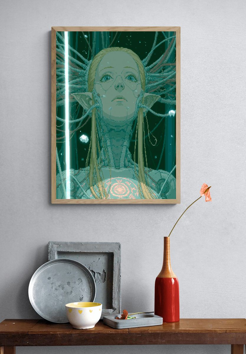 Cybernetic Girl Portrait Poster. — room view 3
