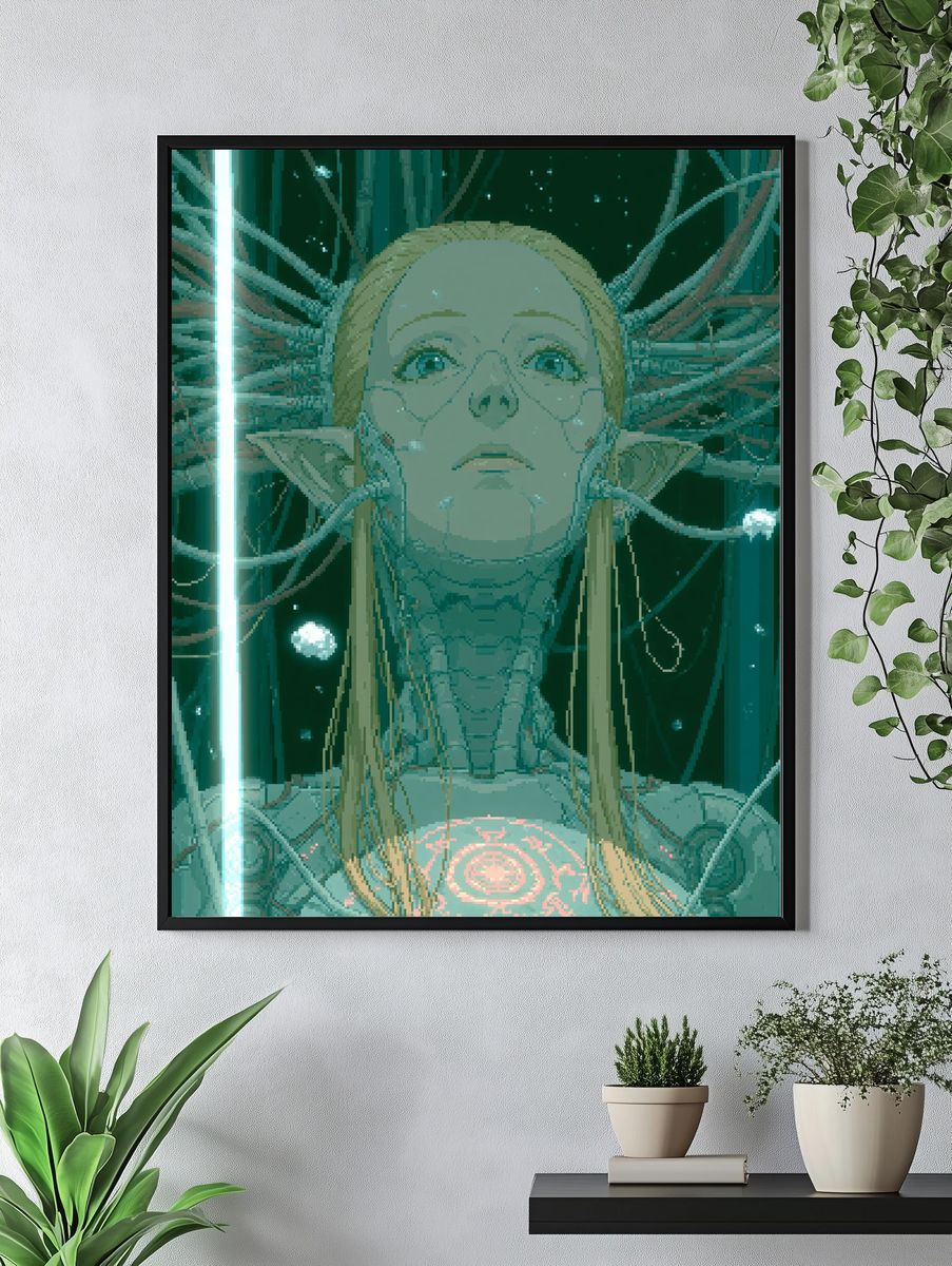 Cybernetic Girl Portrait Poster. — room view 4