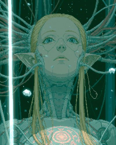 Cybernetic Girl Portrait Poster.