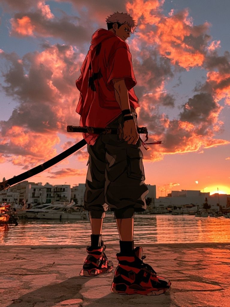 Anime Sunset Harbor Poster. poster — anime art