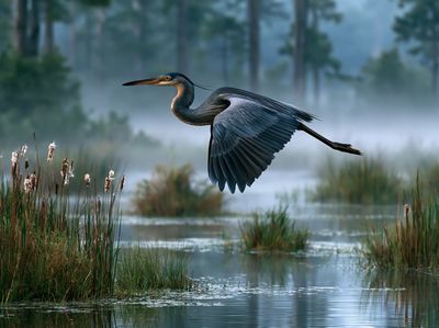 Great Blue Heron Marsh Poster.
