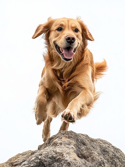 Golden Retriever Jumping Photography Poster. poster