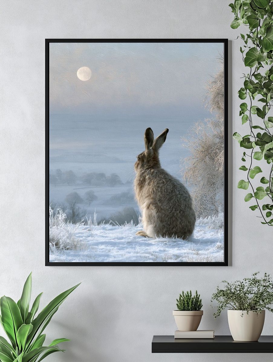 Winter Hare Moonlight Poster. — room view 4