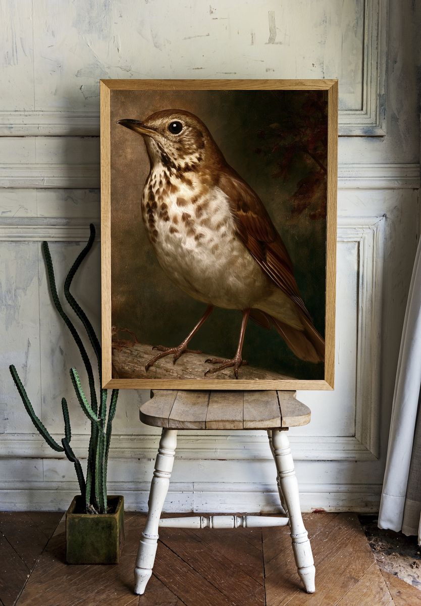Song Thrush Portrait Poster. room preview