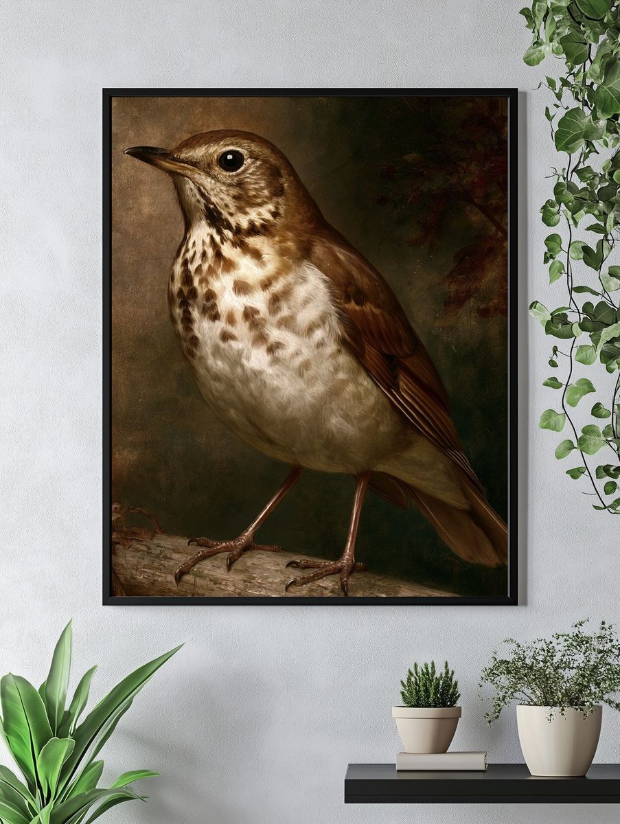 Song Thrush Portrait Poster. — room view 4