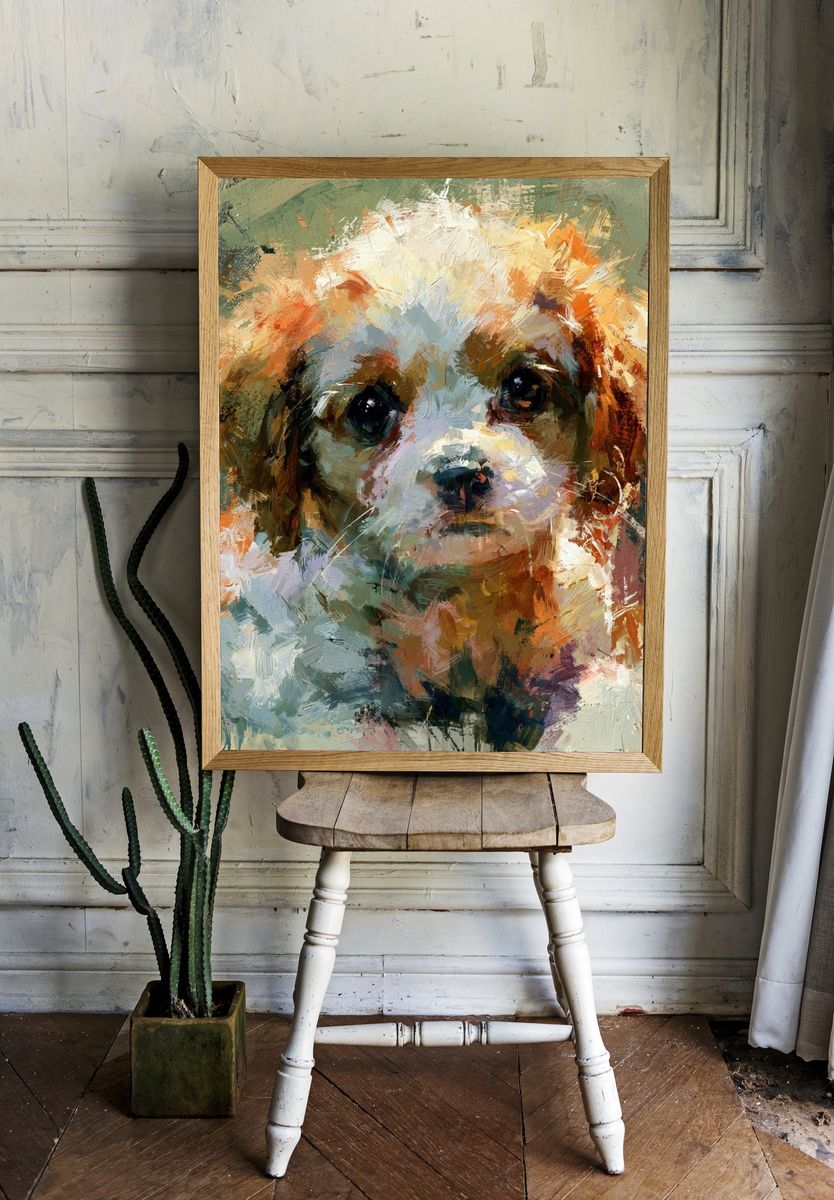 Cavalier King Charles Spaniel Portrait Poster. — room view 1