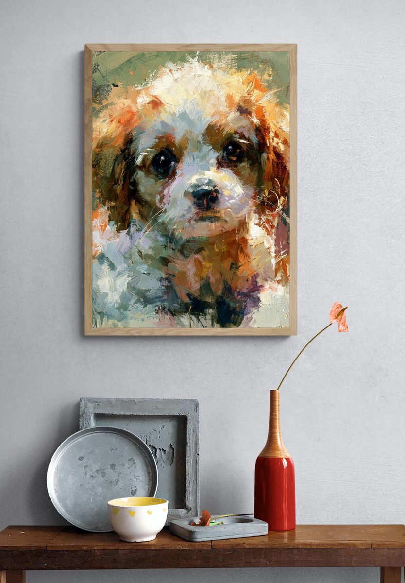 Cavalier King Charles Spaniel Portrait Poster. — room view 3
