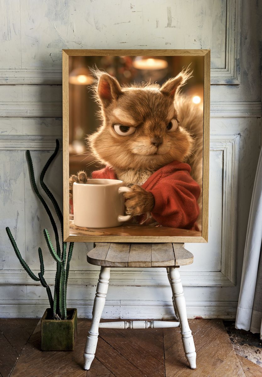 Squirrel with Coffee Illustration Poster. room preview